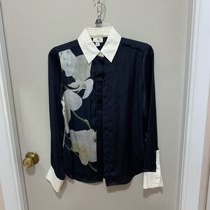 Altuzarra Target Navy Dark Blue with white orchid shirt